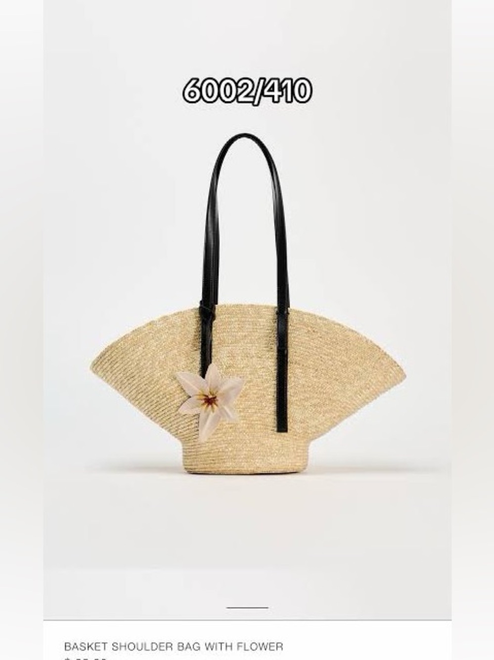 BLOGGER’S FAVORITE Zara Straw Fan Tote Bag with Black Handles and Floral Accent